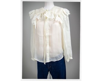 Retro Peasant Blouse, Romantic Blouse, Large Collar Blouse, Vintage Fashion, Ruffled Blouse, Romantic Fashion, Boho Fashion, Hippie Fashion