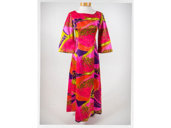Vintage 60s Dress, Retro 60s Satin Dress, 60s Trop