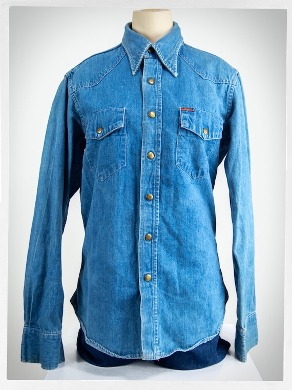 Vintage 70s Denim Shirt, Streetwear Fashion, LANDLUBBER Vintage 70s Denim Shirt, Streetwear Fashion, LANDLUBBER