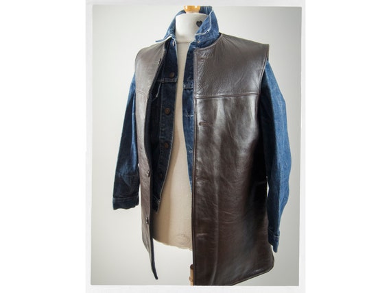 Vintage 40s Vest, 40s Leather Vest, 40s Motorcycle