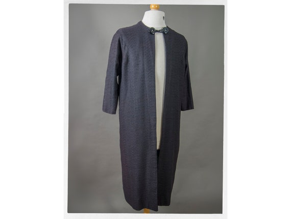 Vintage 60s Linen Coat,60s Black Linen Coat, Retro