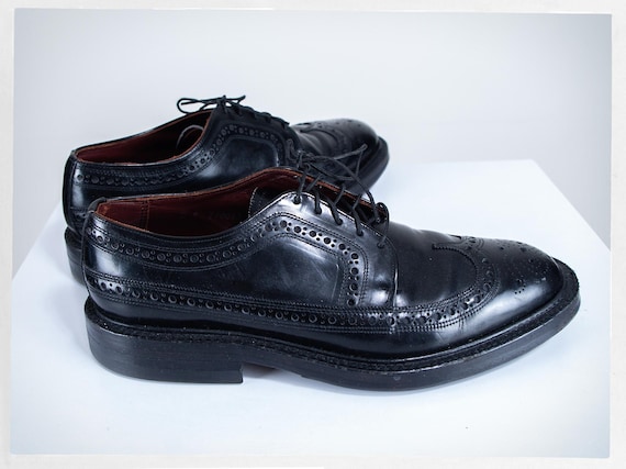 Florsheim Imperial Wingtip Brogues — 80s Black Leather, Made in