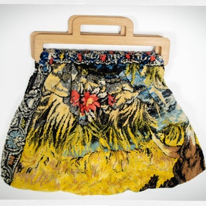 Sac tapis fabriqué à la main, sac tapis bohème, énorme sac tapis, sac fabriqué à la main, sac à main artisanal, sac tapis vintage, sac en peluche en coton, bohème chic