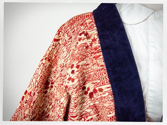 Retro Handmade Kimono, Japanese Hanten Kimono, Haori Kimono, Wool Half Kimono, Boho Fashion, Haori Spring Kimono, Japanese Fashion, Romantic View 3