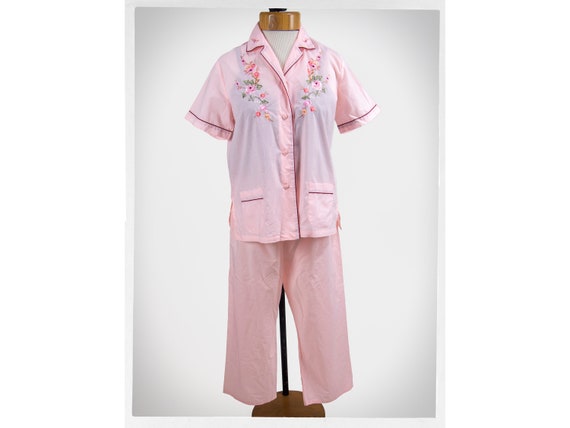 Retro 90s Pyjamas, Oriental Lounge Wear, Pink Pyj… - image 1