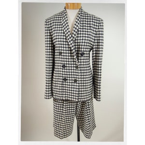 Vintage 80s Suit, 80s 3 Piece Ladies Suit, Check Wool Suit, Preppy Fashion, Vintage Fashion, Lady Diana, Black White Check, New Wave Fashion