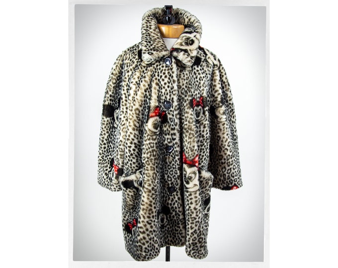 Retro 90s MICKEY and MINNIE MOUSE Coat, Faux Fur Coat, Apparence Paris ...