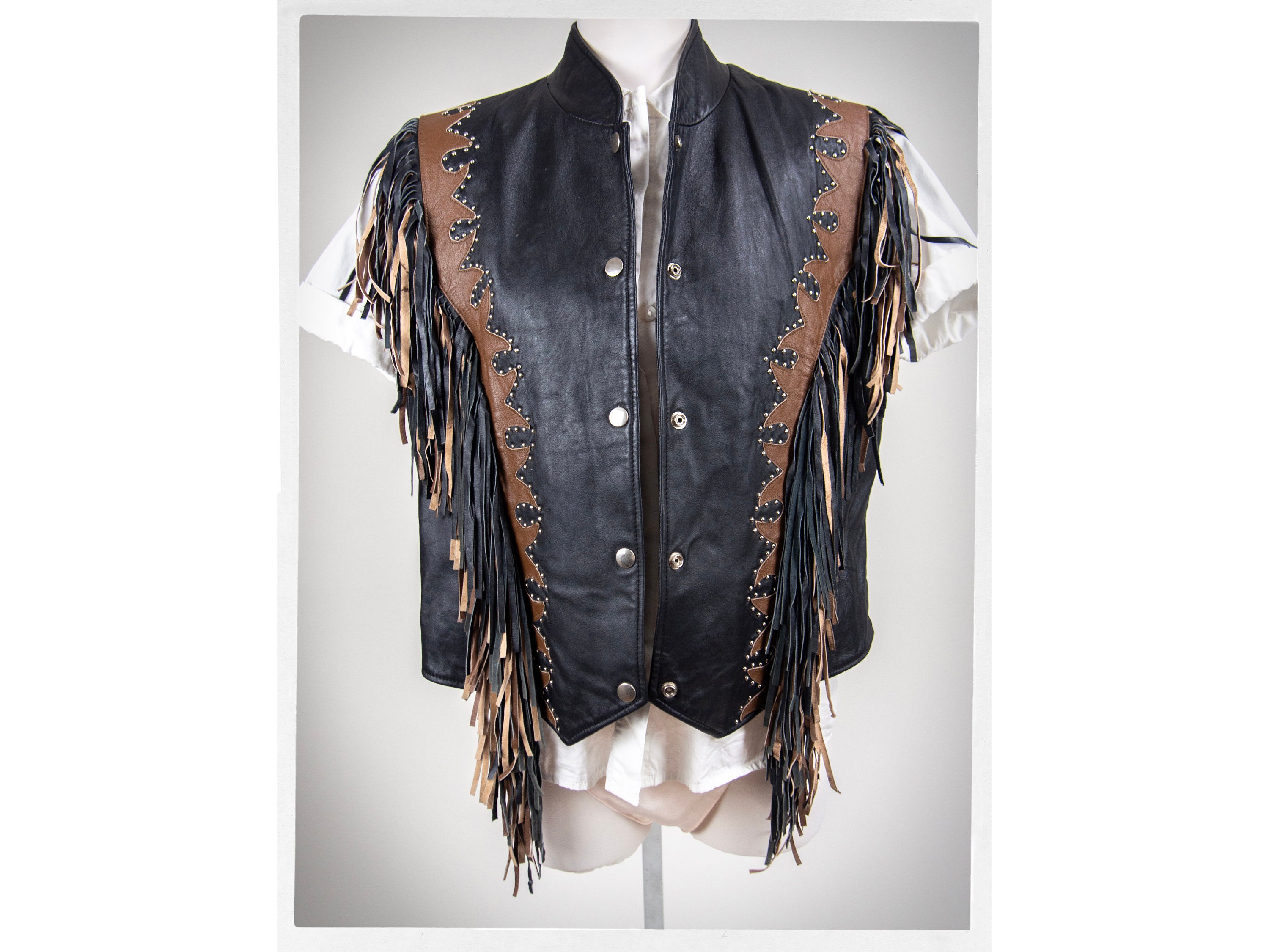 NINE Fringe leather vest
