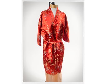 Retro 80s Robe, Vintage Satin Robe, Asian Dressing Gown, Brocade Robe, 90s Lingerie Robe, Vintage Fashion, Vintage Lingerie, Rockabilly