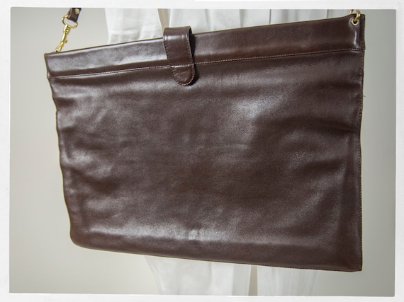 Vintage 80s Satchel, Huge Brown Leather Satchel, L