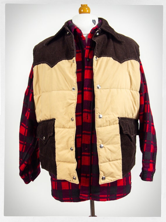 Vintage 90s Vest, Western Puffer Vest, Two Tone P… - image 2