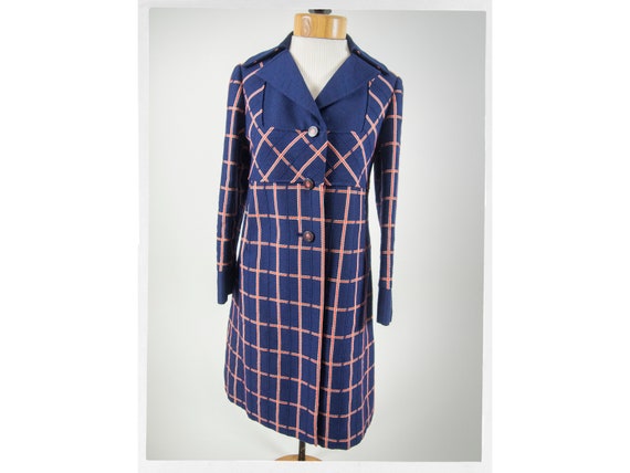 Vintage 60s Coat, 60s Windowpane Coat, 60s Plaid C