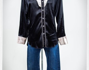 80s〜 rockabilly satin style vintage 短丈 Vintage 1950's Two-tone Hot Rod Racing Satin Bomber