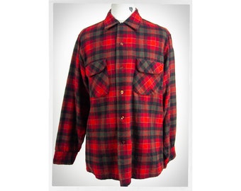 Retro 80s PENDLETON Shirt, Mens Pendleton Shirt, PENDLETON TARTAN Shirt, Wool Plaid Shirt, 90s Hunting Shirt, Rockabilly Fashion, Y2K