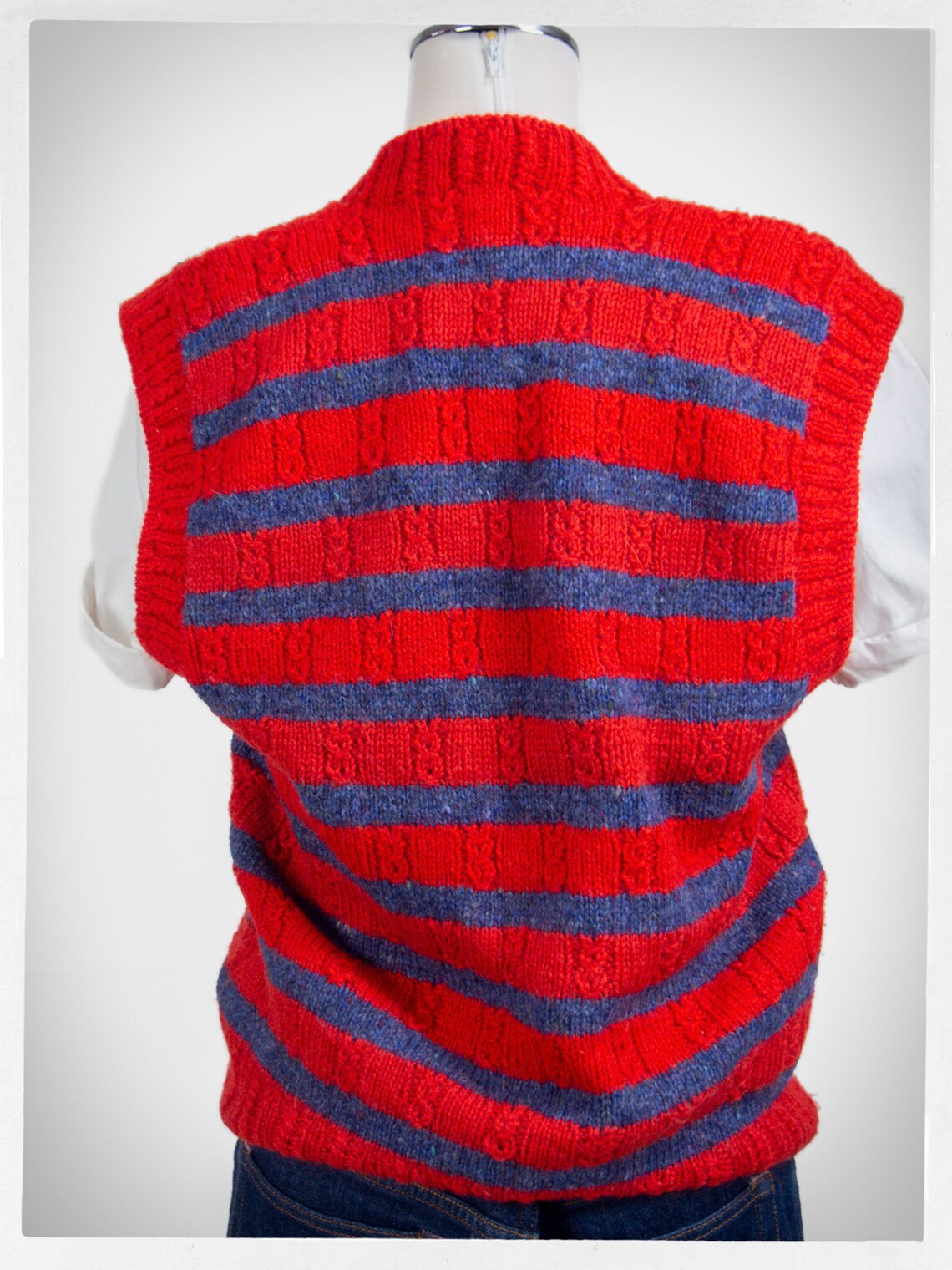 Retro 80s Vest Knit Stripe Vest Hand Knit Vest Vintage - Etsy