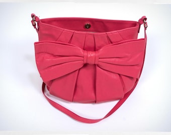 Red Valentino Pink Leather Bag — Bow Shoulder Bag, Made in Italy