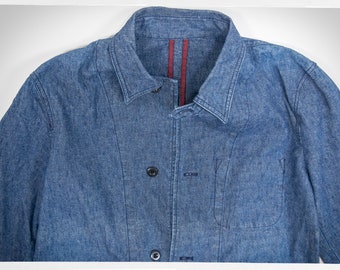 90s Denim Coat, TAKEO KIKUCHI Coat, Japanese Fashion, Japanese Designer, 90s Denim Workwear, Japanese Jean Coat, Men's Boho Fashion, Vintage 90s Denim Coat, TAKEO KIKUCHI Coat, Japanese Fashion, Japanese Designer, 90s Denim Workwear, Japanese Jean Coat, Men's Boho Fashion, Vintage