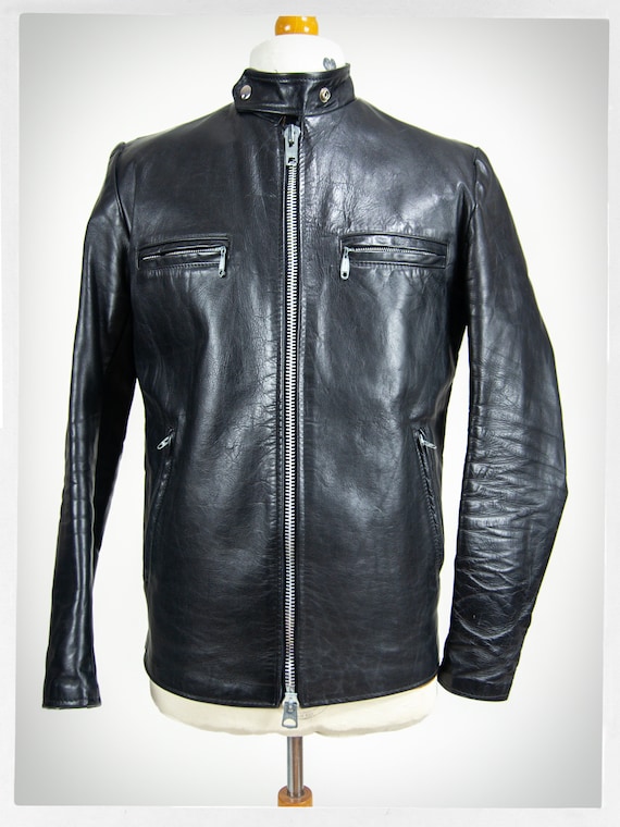 Vintage BRIMACO Leather Motorcycle Jacket, 70s Cafe Racer Style
