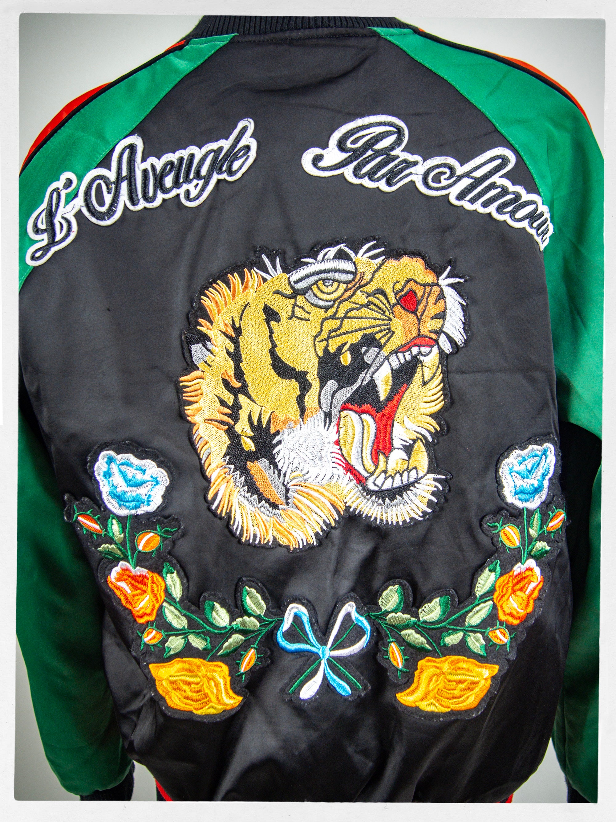 80s Style Souvenir Jacket, Asian Bomber Jacket, Satin Bomber