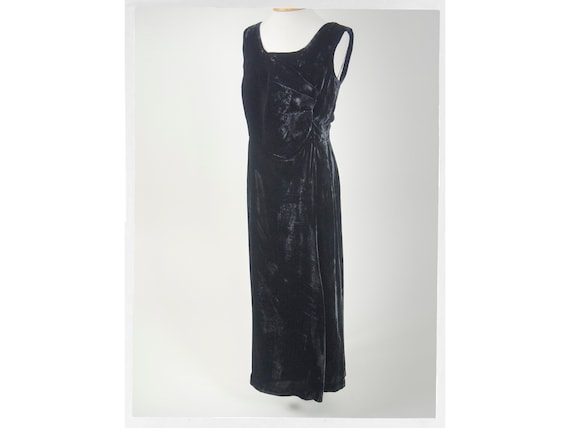 Antique 20s Velvet Dress, Empire Waist Victorian S