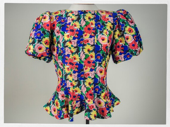 Retro 90s Blouse, Stunning Floral Silk Blouse NIPO