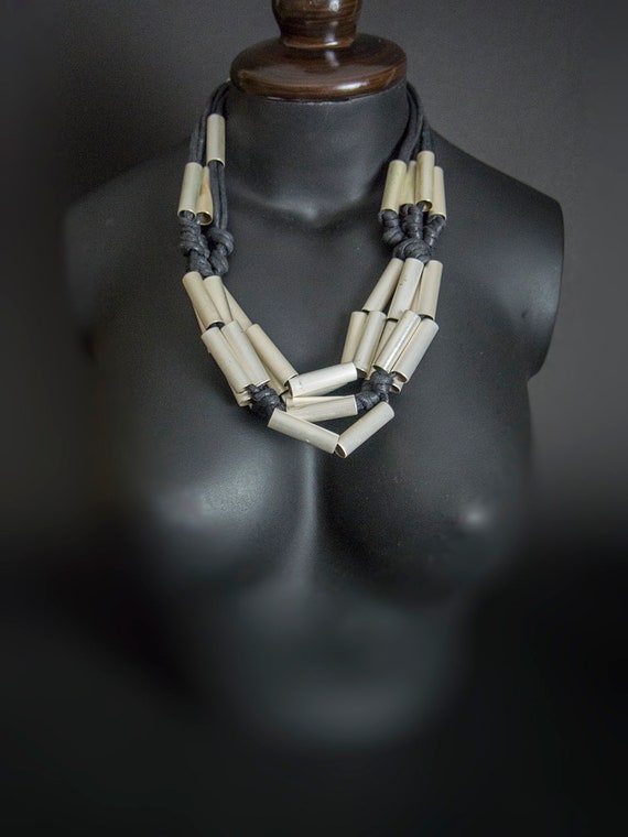 Retro 80s Huge Necklace, Brutalist Oversized Neck… - image 2