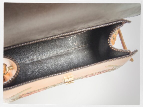 Vintage 70s PURSE, Western Tooled Purse, 70s Handmade Leather Bag