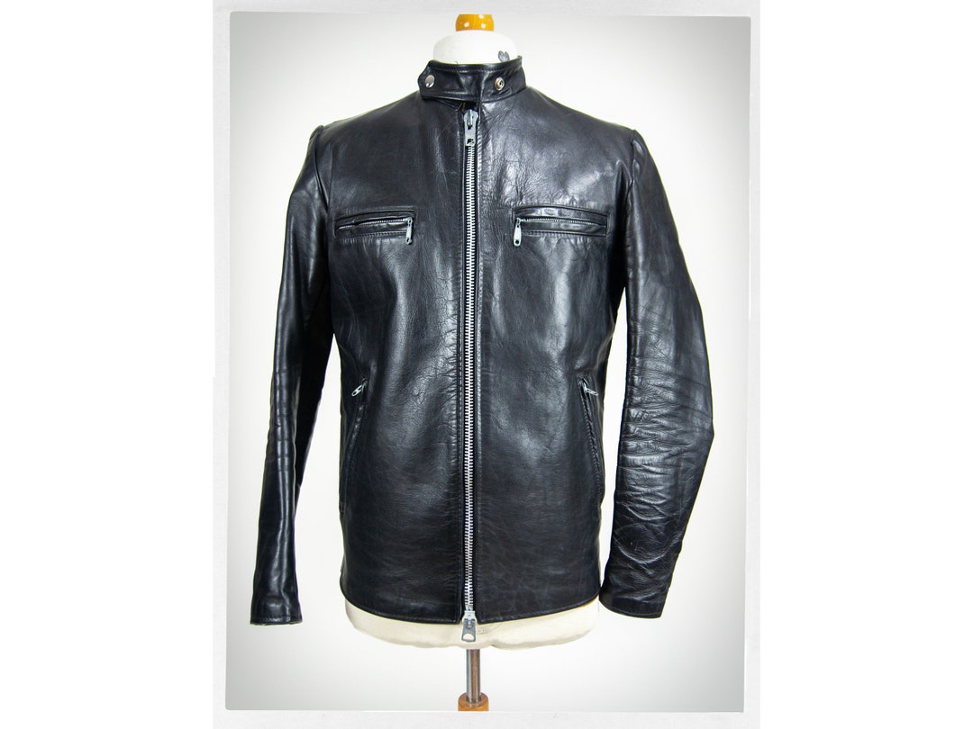 Vintage BRIMACO Leather Motorcycle Jacket, 70s Cafe Racer Style