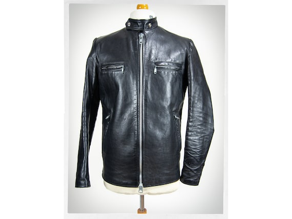 Vintage BRIMACO Leather Motorcycle Jacket, 70s Cafe Racer Style