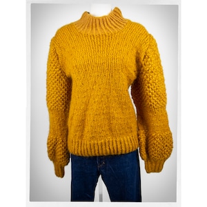 Hand Knit Sweater, Mustard Wool Jumper, Boho Fashion, Vintage Wool Jumper, Mohair Wool Jumper, Streetwear, Hand Knit Jumper, Vintage Fashion