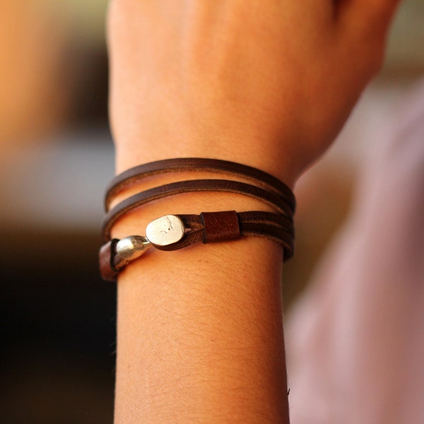 womens minimal leather cord bracelet, original design for ladies