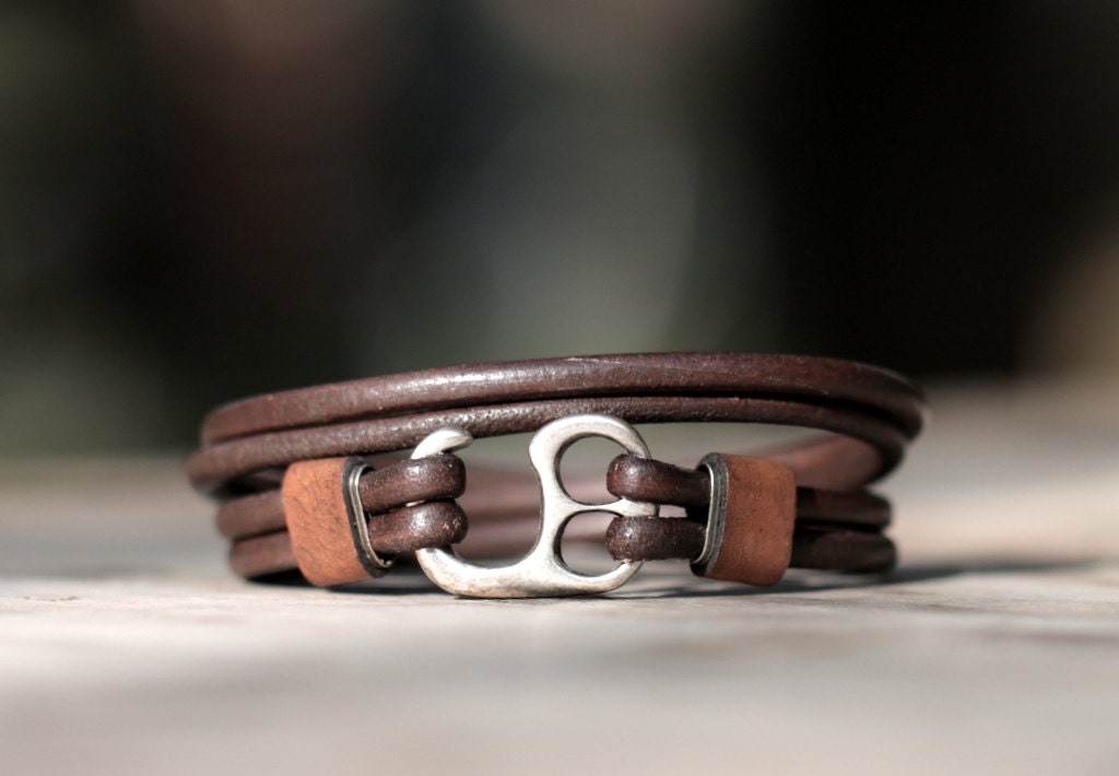 Leather cord wrap bracelet for men. Men's leather | Etsy