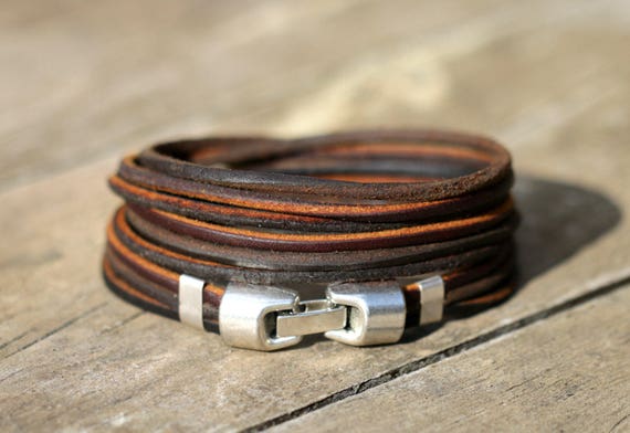 womens leather wrap bracelet boho leather wrap bracelet | Etsy