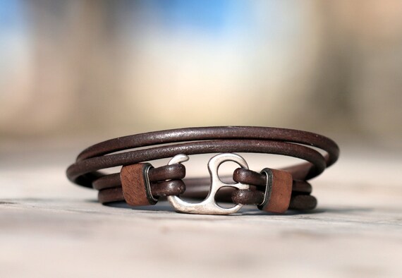 Leather cord wrap bracelet for men. Men's leather | Etsy