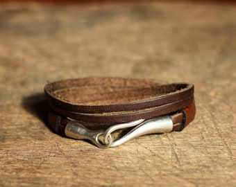 minimal leather wrap bracelet for women