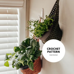 Crochet Hanging Basket Pattern, Crochet Pattern, DIY pattern, Boho Plant Hanger Pattern, PDF Digital Download, Plant Holder image 1