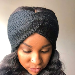 Twisted Knit Ear warmer, Twisted Knit turban, Ladies Headband, double knit