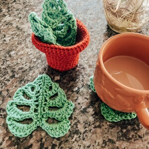 Monstera crochet coaster, monstera coaster, monstera coaster crochet, monstera crochet, Crochet monstera coaster with pot, crochet plant