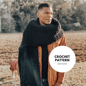 Crochet Pattern The lenny kravitz scarf-Hand Crochet - Mens&#39; Gift- Winter Scarf-