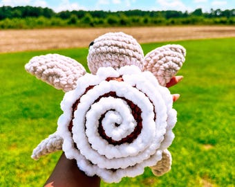 Gehaakte kaneelrol schildpadknuffel | Amigurumi-schildpad | Voedselknuffel | Schildpad kaneelbroodje | Handgemaakt cadeau | Schattige knuffel voor kinderen