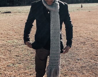 Skinny Lenny Kravitz Scarf/Mens Winter Scarf/ Long scarf with fringe