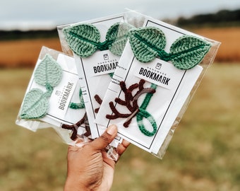 Gehaakte bladwijzer blad | bladwijzer | paginamarkering | cadeau voor boekenliefhebber | cadeau voor plantenliefhebber | Gehaakte bladwijzer | Leuke bladwijzer |