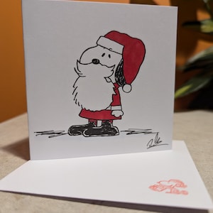 Handgezeichnete Weihnachtsmann Snoopy inspirierte Weihnachtsmann Karte - Weihnachten - handgemacht - Mann - Frau - Freund - Freundin - Freund