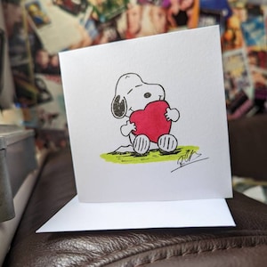 Hand gezeichnete Snoopy inspirierte Karte - Feier - Geburtstag - Sympathie - Valentinstag - Hochzeit - Verlobung - Muttertag - Jubiläum