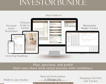 Beginner Airbnb Investor Bundle | Deal Analyzer, Income & Expense Tracker, Investing Roadmap, Airbnb Guide | Short-Term Rental Tools