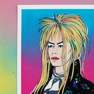 Labyrinth Print, David Bowie Goblin King From 80s Movie Labyrinth, Retro 80s Films, 80s Movie Art, Original Artwork, 80s Nostalgia Gift Idea