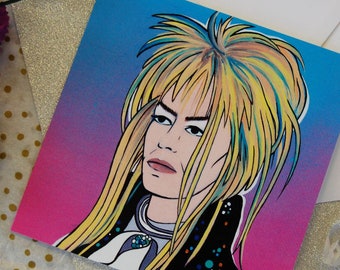 Labyrinth David Bowie Card, The Goblin King Card Inspired By 1980s Movie Labyrinth, Original Artwork, Retro 80s Nostalgia, 1980s Characters