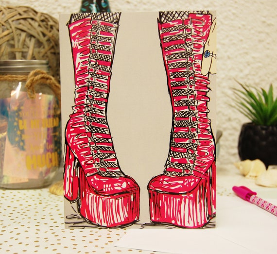 pink goth boots