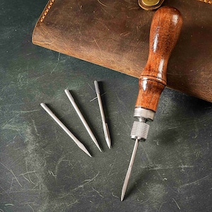 High quality detachable leather sewing awl , flat diameter point sewing awl for leather , leather stitching awl GJZZ