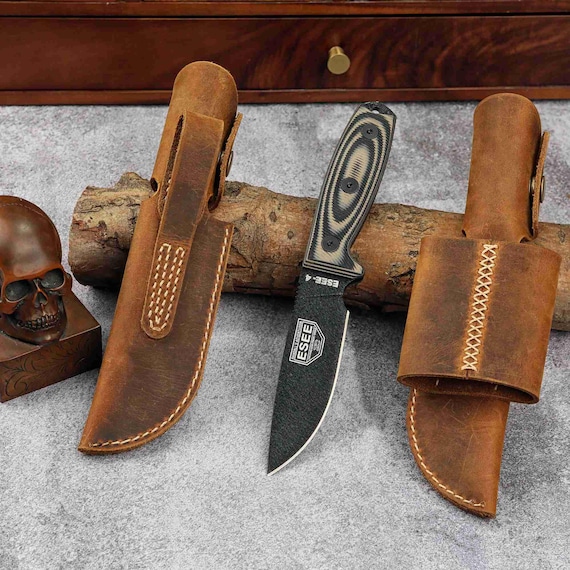 Handmade Leather Knife Sheath for ESEE 4: Horizontal or Vertical Carry